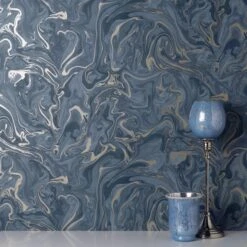 Fine Décor Wallpaper Marble Navy Wallpaper -Cool Decoration 30782549 alt03