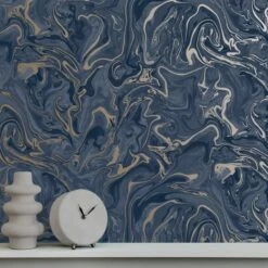 Fine Décor Wallpaper Marble Navy Wallpaper -Cool Decoration 30782549 alt04