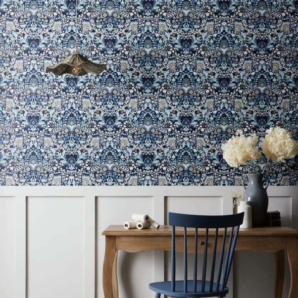 Dunelm Hardwick Blue Wallpaper 3 Dunelm Hardwick Blue Wallpaper