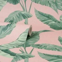 Dunelm Banana Leaf Pink Wallpaper -Cool Decoration 30783000 alt02