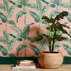 Dunelm Banana Leaf Pink Wallpaper -Cool Decoration 30783000 alt03