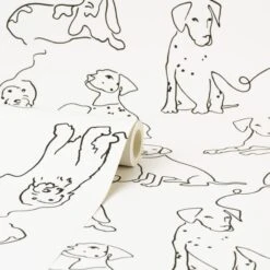 Dunelm Linear Dogs White Wallpaper -Cool Decoration 30783035 alt02
