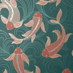 Dunelm Decorative Fish Peacock Wallpaper -Cool Decoration 30783058 alt01