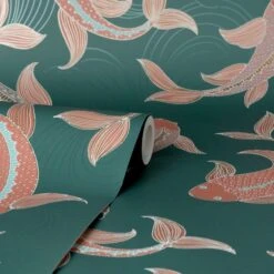 Dunelm Decorative Fish Peacock Wallpaper -Cool Decoration 30783058 alt02