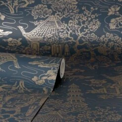 Dunelm Archive Pagoda Navy Wallpaper -Cool Decoration 30783061 alt02