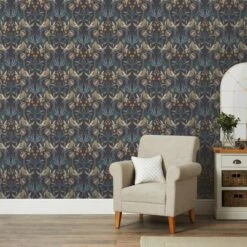 Dunelm Havisham Navy Wallpaper -Cool Decoration 30783116 alt02