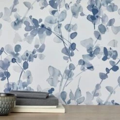 Dunelm Honesty Blue Wallpaper -Cool Decoration 30783146 alt02