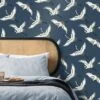 Dunelm Flying Cranes Navy Wallpaper -Cool Decoration 30783156