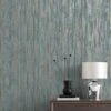 Dunelm Luxe Textured Stripe Teal Wallpaper -Cool Decoration 30783507