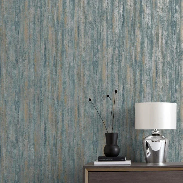 Dunelm Luxe Textured Stripe Teal Wallpaper 3 Dunelm Luxe Textured Stripe Teal Wallpaper