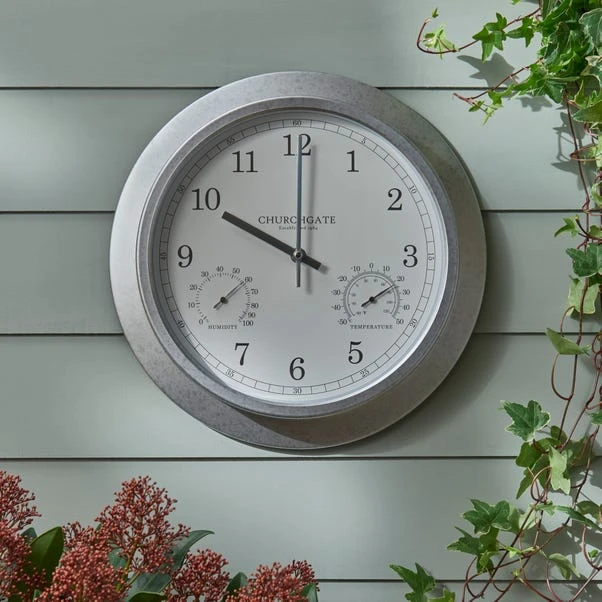 Indoor Outdoor Churchgate Galvanised Clock 35cm 3 Indoor Outdoor Churchgate Galvanised Clock 35cm