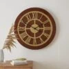 Dunelm Wooden Clock Walnut Gold 60cm -Cool Decoration 30792012