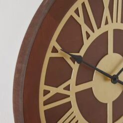 Dunelm Wooden Clock Walnut Gold 60cm -Cool Decoration 30792012 alt01