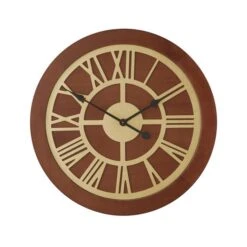 Dunelm Wooden Clock Walnut Gold 60cm -Cool Decoration 30792012 alt02