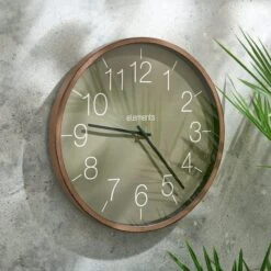 Indoor Outdoor Elements Olive Walnut Clock 41cm