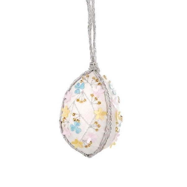 Dunelm White Embroidered Hanging Egg Decoration 5 Dunelm White Embroidered Hanging Egg Decoration - Image 3
