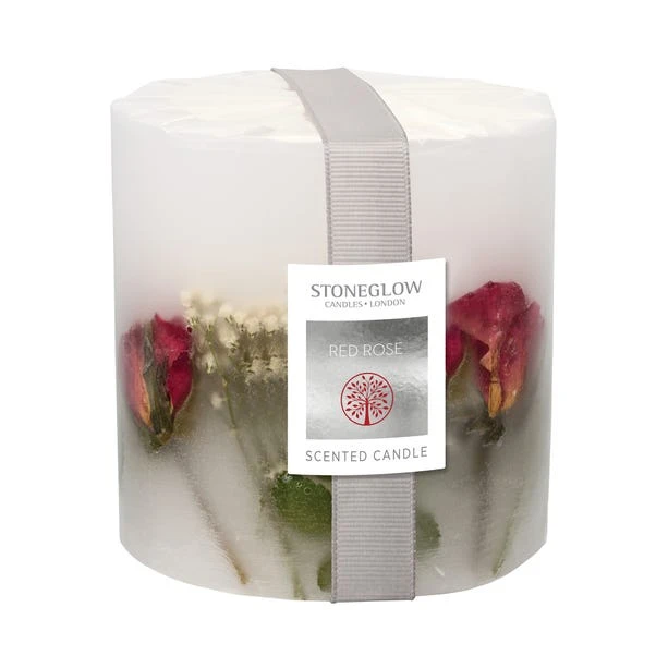 Stoneglow Red Rose Scented Pillar Candle 3 Stoneglow Red Rose Scented Pillar Candle