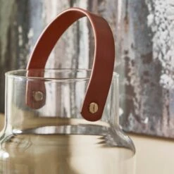 Dunelm Faux Leather Handled Lantern 16.5cm -Cool Decoration 30797988 alt01