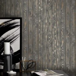 Dunelm Metallic Wood Wallpaper