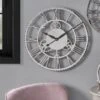 Pacific Lifestyle Shiny Nickel Cog Design Wall Clock 61cm