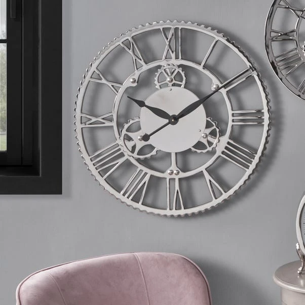 Pacific Lifestyle Shiny Nickel Cog Design Wall Clock 61cm 3 Pacific Lifestyle Shiny Nickel Cog Design Wall Clock 61cm