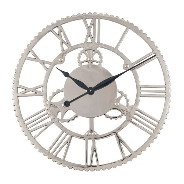 Pacific Lifestyle Shiny Nickel Cog Design Wall Clock 61cm 4 Pacific Lifestyle Shiny Nickel Cog Design Wall Clock 61cm - Image 2