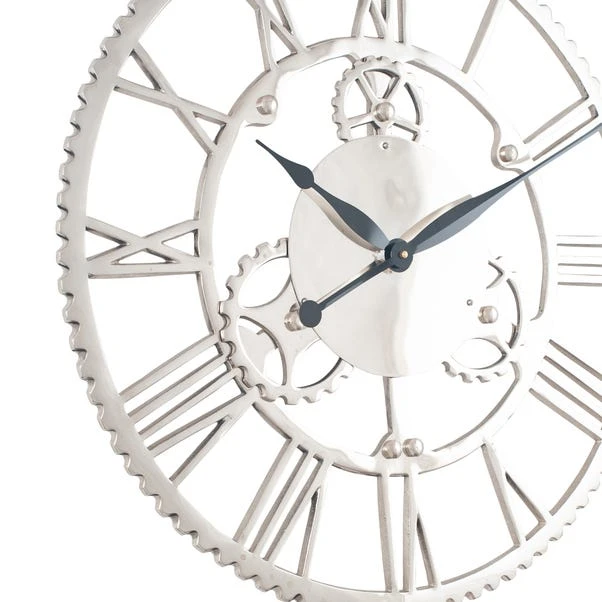 Pacific Lifestyle Shiny Nickel Cog Design Wall Clock 61cm 6 Pacific Lifestyle Shiny Nickel Cog Design Wall Clock 61cm - Image 4