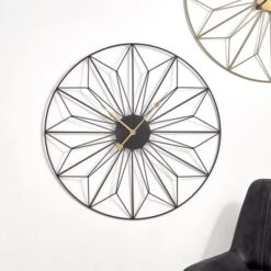 Pacific Lifestyle Black And Gold Geo Design Wall Clock 77cm