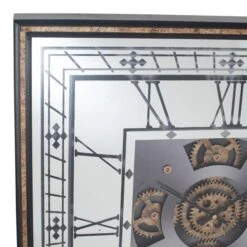 Pacific Lifestyle Antique Gold Wood & Mirror Square Working Cog Wall Clock 60cm -Cool Decoration 30803497 alt02