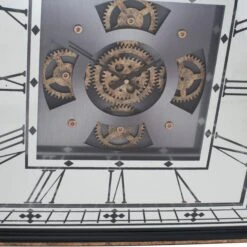 Pacific Lifestyle Antique Gold Wood & Mirror Square Working Cog Wall Clock 60cm -Cool Decoration 30803497 alt03