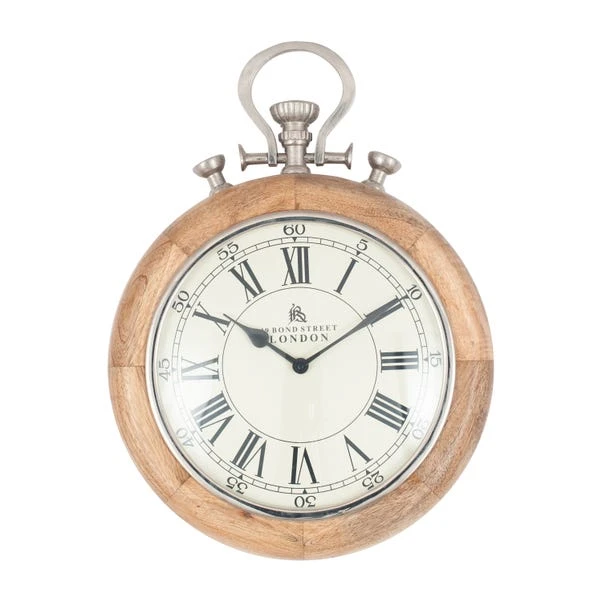 Pacific Lifestyle Nickel & Mango Wood Stopwatch Wall Clock 4 Pacific Lifestyle Nickel & Mango Wood Stopwatch Wall Clock - Image 2